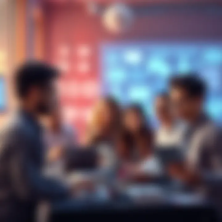 A group of people engaging in discussions online through various devices, showcasing diverse topics and opinions.