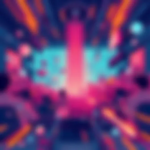 A chaotic digital scene representing the Doodle Dump Attack, with glitch effects and disrupted user board content.