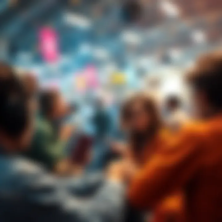 People engaging with online platforms through various digital tools and techniques