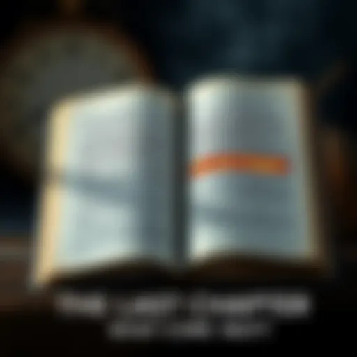 An open book showing the text of the last chapter highlighted, symbolizing conclusions and future implications.