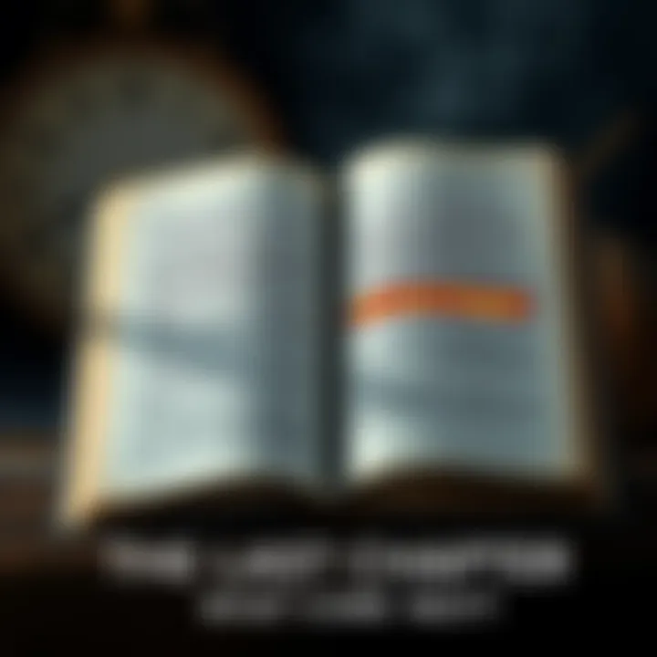 An open book showing the text of the last chapter highlighted, symbolizing conclusions and future implications.