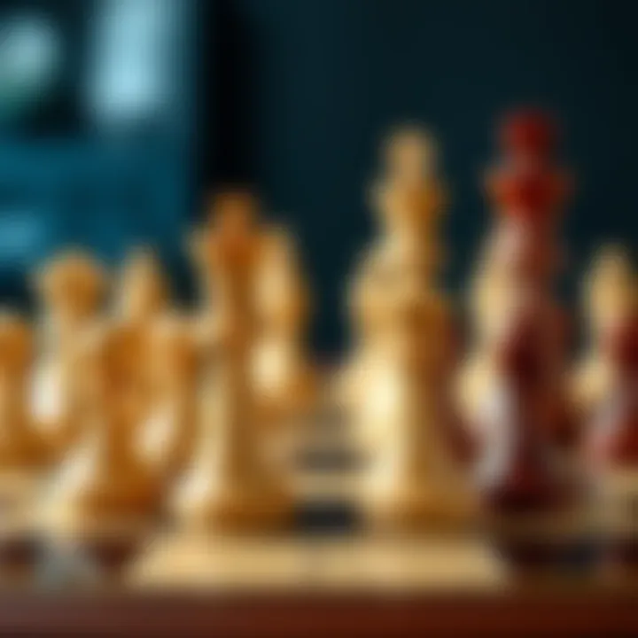A visual comparison of two chess strategies, one labeled Opening 29 and the other Egghead openings, with chess pieces set up on a board.
