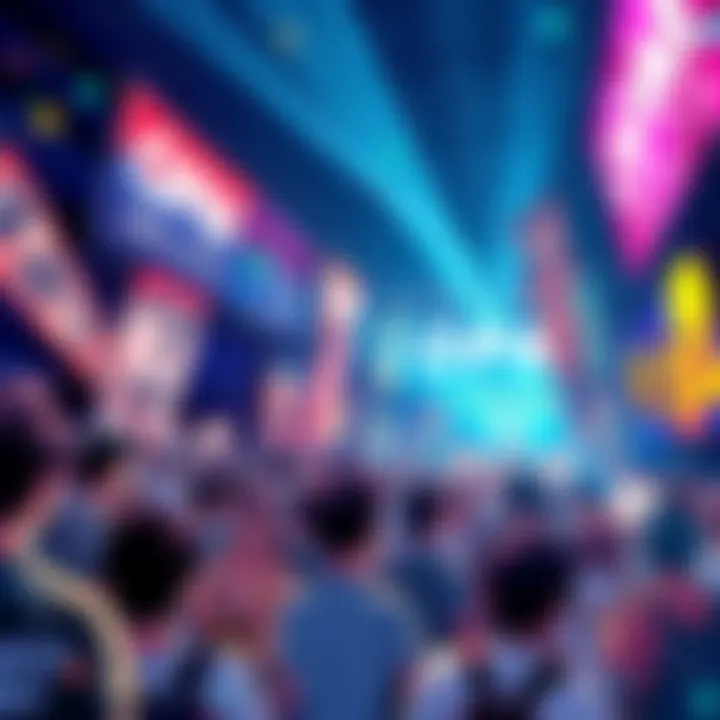 A vibrant scene from the OPM event showcasing fans celebrating the cringe world record and manga news, with banners and merchandise in the background.