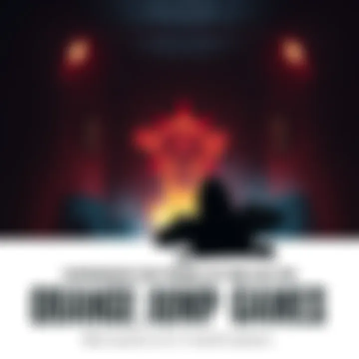 A player in a dark room jumping back in fear as a scary character appears on the screen during an Orange Jumpscare game.