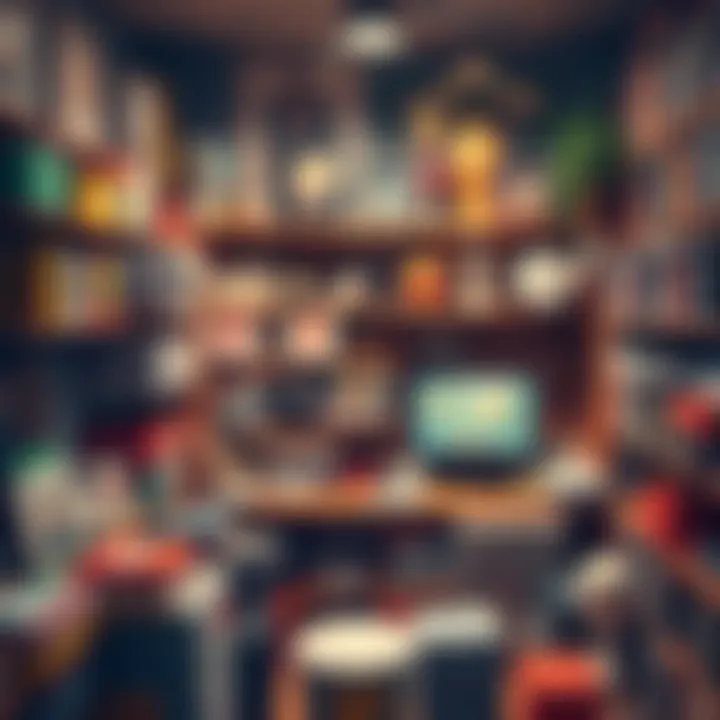 A neatly arranged display of Gintama merchandise, showcasing figures and collectibles in a clutter-free environment