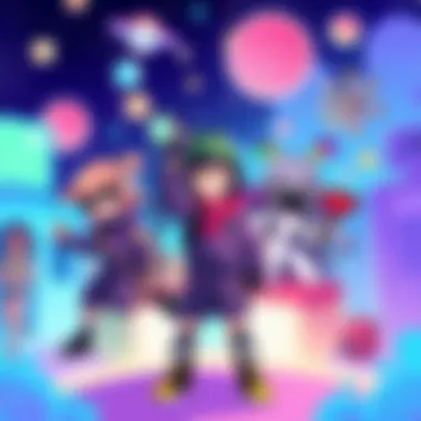 A colorful illustration featuring unique characters and elements designed for fans, emphasizing creativity without tracing.