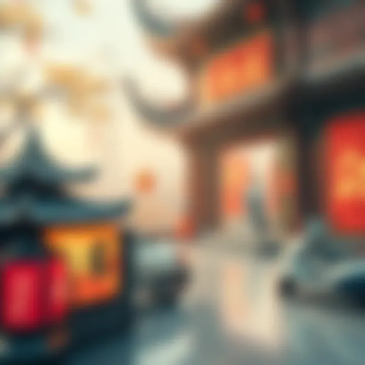 A vibrant mix of traditional Chinese art and modern technology showing the impact of original works on culture and innovation in China