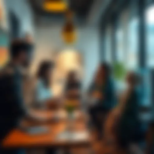 A group of diverse people engaging in a lively discussion about Orin in a modern café, surrounded by art and technology, highlighting its cultural impact in 2025.
