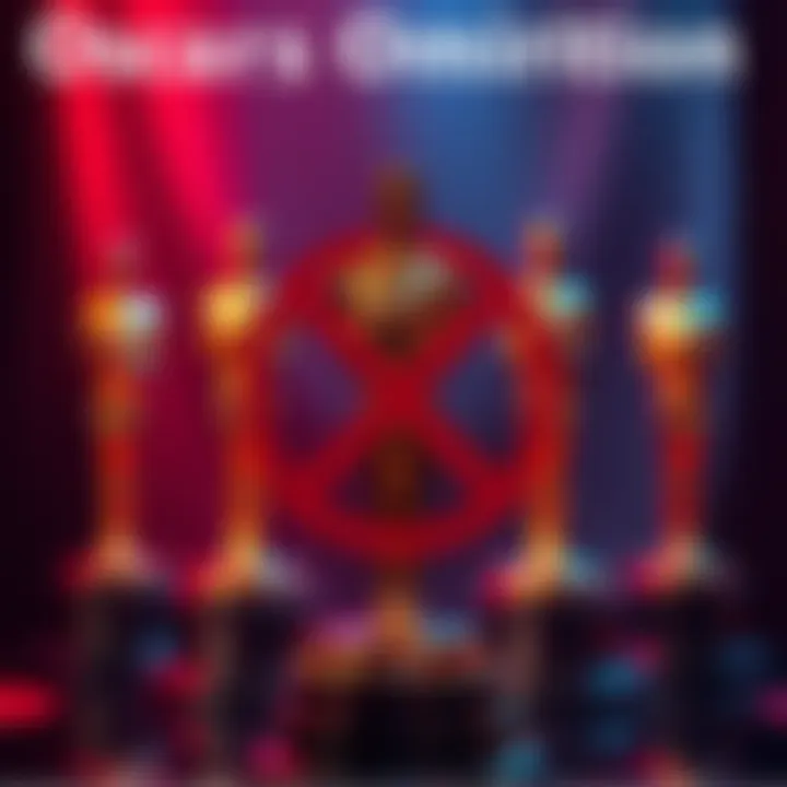 A visual representation of Oscar awards with the Infinity Castle themes highlighted but crossed out, symbolizing their exclusion from nominations.