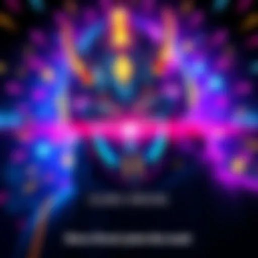 Ouro Kronii character wearing a striking mask, surrounded by colorful lights and excitement.