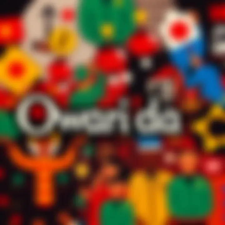 The phrase Owari da displayed on a colorful cultural background with symbols representing different media forms