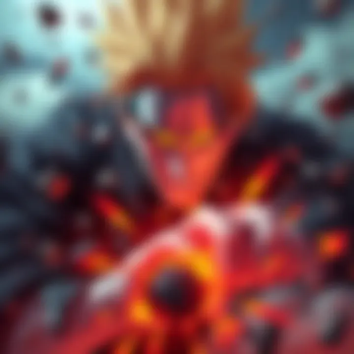 A powerful character named Pain from Naruto Shippuden with an intense expression, showcasing his determination amidst destruction.