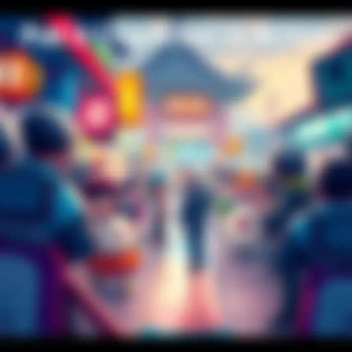 A vibrant scene showcasing popular Paku characters interacting and engaging in a dynamic story arc, representing the latest trends in the community.