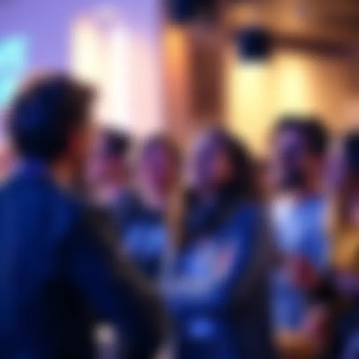 A group of people engaging in a panel discussion about Blue Lock, with excitement and curiosity on their faces.