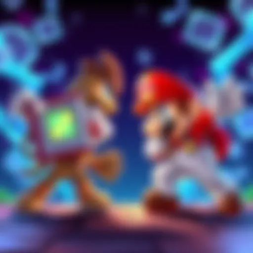 Base Paper Mario and Mr. Game & Watch face off in an epic showdown, showcasing their unique abilities and combat styles.