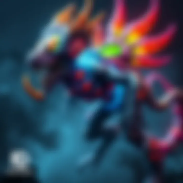 A unique parasitic nen beast that appears to be a creature blending with its user, showcasing vibrant colors and intriguing features designed for battle support.