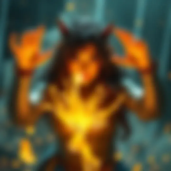 Patchouli using her powers to control liquid mercury, showcasing her strength in metal manipulation.