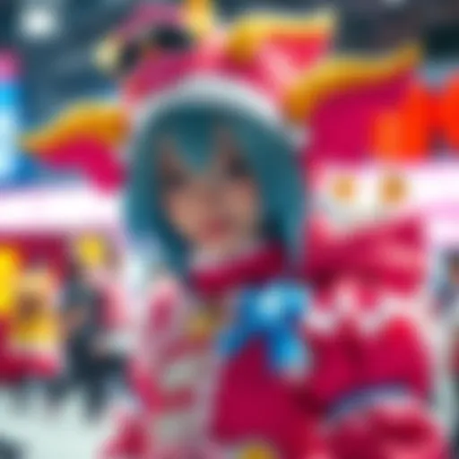 A fan dressed in an elaborate Pekora costume, showcasing bright colors and playful expressions, bringing the character to life.