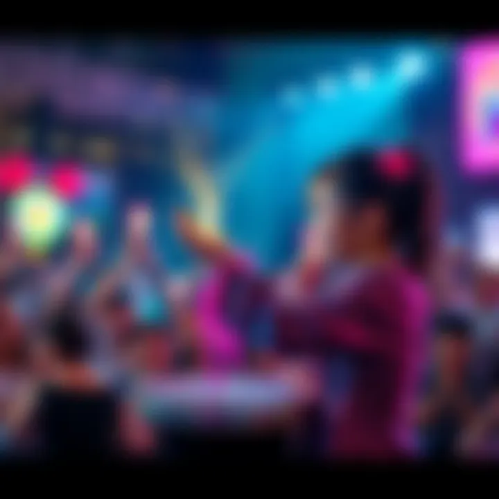 Pekora surprises fans with a magic trick, showcasing colorful props and an enthusiastic crowd, all eagerly watching her performance.