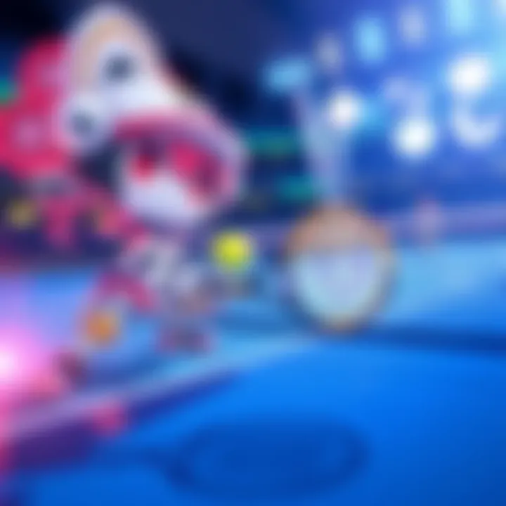 Roboco-chan and IRyS compete fiercely in a tennis match at Pekora's championship event, showcasing their skills on the court.