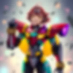 Penny stands proudly with a bright smile, showcasing her unique robot design and vibrant colors, embodying purity and honor