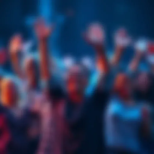 A group of diverse individuals celebrating success with smiles and raised arms, showcasing joy and accomplishment.