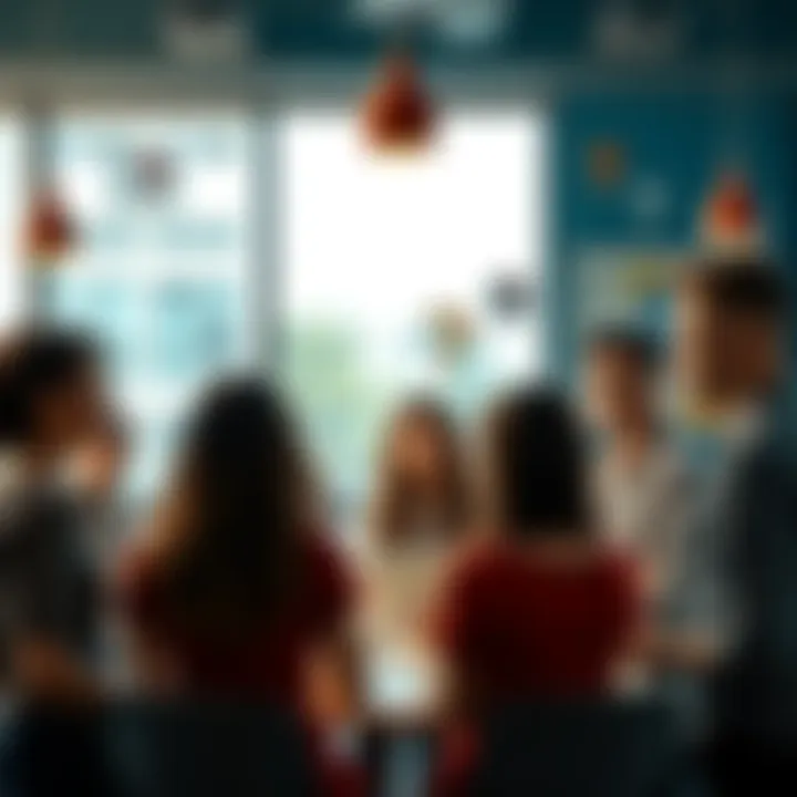 A group of diverse people discussing various questions in a casual setting