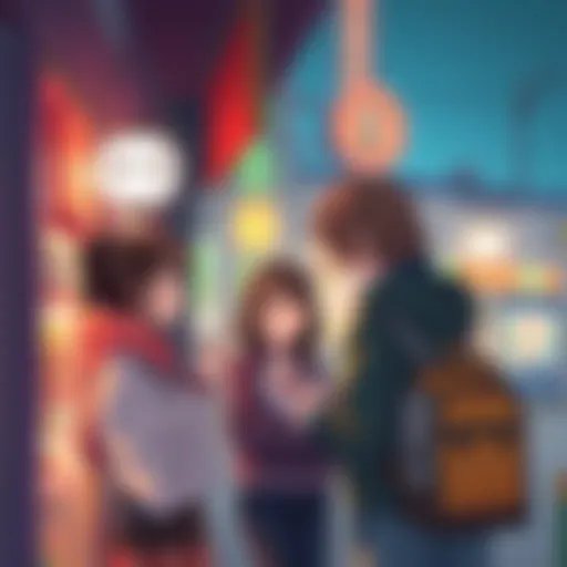 People chatting at Urahara Shop A friendly encounter with a kind person sharing candy at Urahara Shop