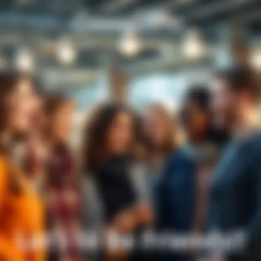 A group of diverse people smiling and talking together, enjoying their time and forming new friendships, showcasing connection and warmth.
