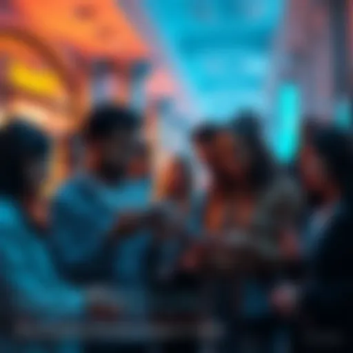 A diverse group of people engaging with a digital platform on their devices, showcasing connections and interactions, emphasizing relationships in 2025.