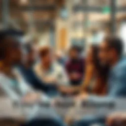 A diverse group of people sharing their experiences and listening to each other in a supportive environment.