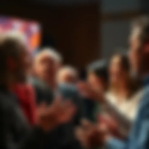 A group of people engaged in a lively debate, expressing strong opinions and ideas, with animated expressions and gestures.