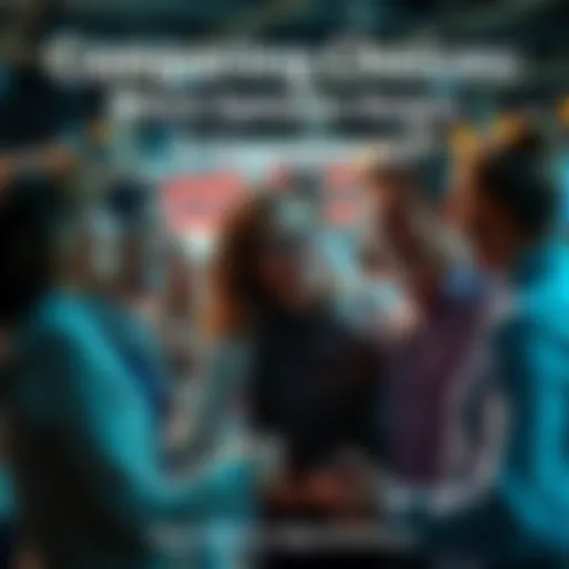 A group of people engaging in a lively discussion about their preferences between two options.