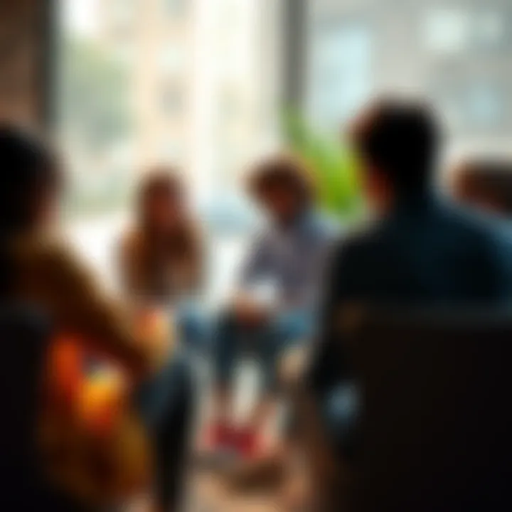 A group of people sitting in a circle, sharing experiences about feeling stuck and offering support to one another.