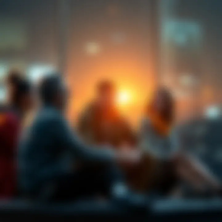 A group of people sitting together, engaged in a conversation about the future and life changes, with a hopeful expression on their faces.