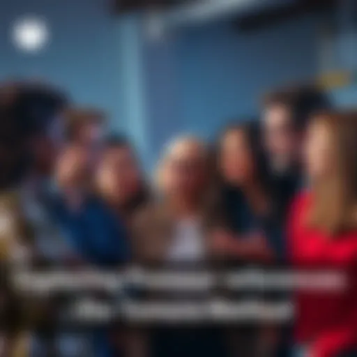 A group of diverse individuals in conversation about preferred pronouns, all showing supportive expressions