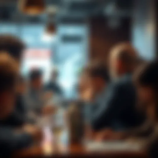 A group of people engaged in a serious conversation about reality and perception in a café setting.