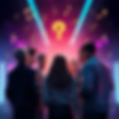 A group of people expressing frustration over AI failing to identify the correct Original Soundtrack, surrounded by music notes and question marks