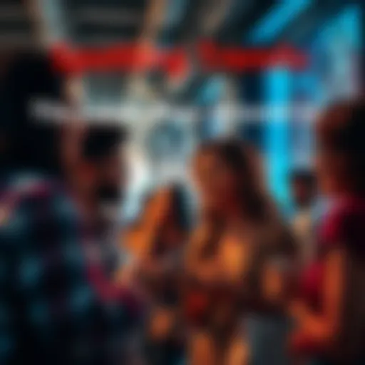 Group of people engaged in conversation about current trends