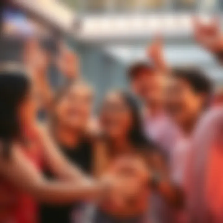 A group of people participating in a lively challenge, sharing smiles and excitement