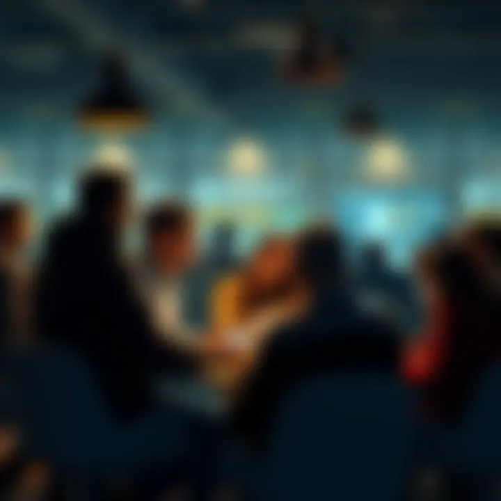 A group of people discussing topics on a digital forum, sharing experiences and ideas