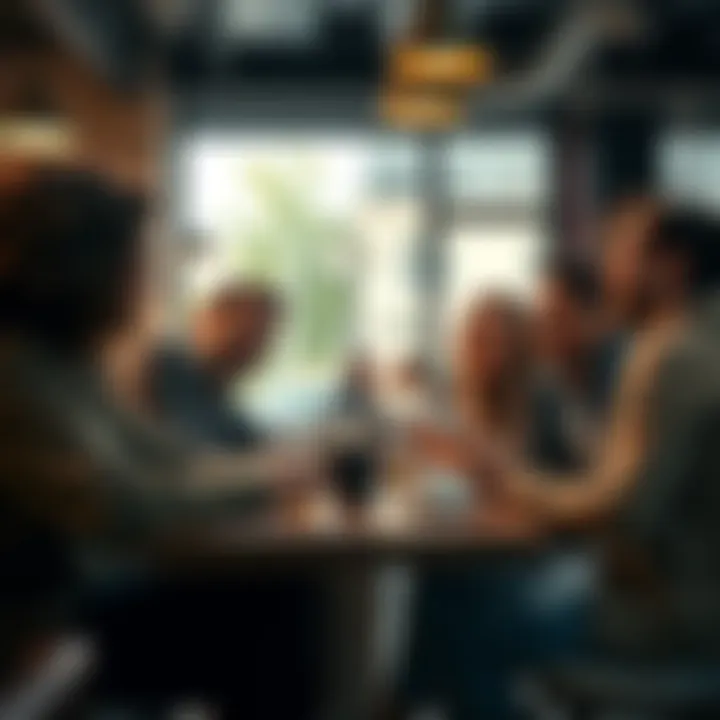 A group of friends sharing a funny moment while laughing at a coffee shop table