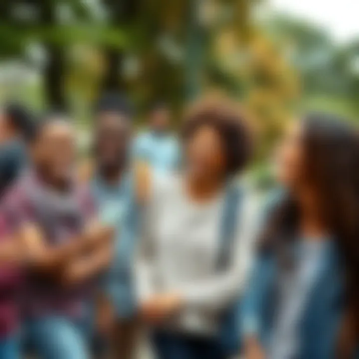 A group of diverse people laughing and enjoying each other's company in a park