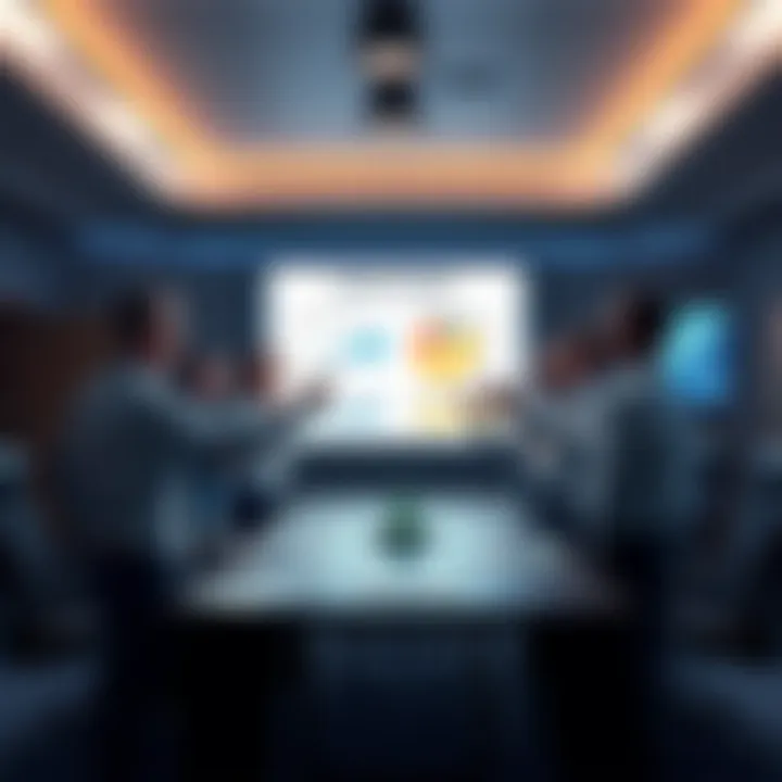 A group of people discussing and pointing at clear signs and charts, highlighting obvious truths in a meeting room