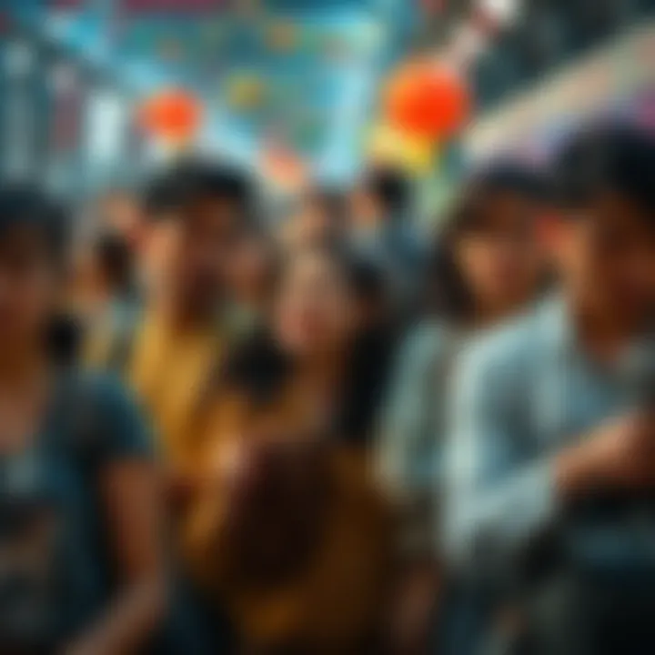 A group of people looking tired while resuming their daily activities after a large celebration