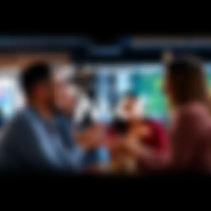 A circle of friends engaging in cheerful discussions, expressing positivity and connection through smiles and gestures.