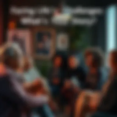 People sharing their stories A diverse group of people discussing personal challenges in a cozy setting