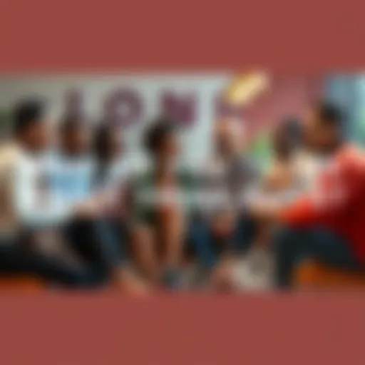 A group of diverse people sitting in a circle, sharing heartfelt stories about those who inspire them, with positive expressions and gestures