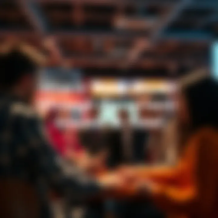 A diverse group of people discussing current events in a lively setting, expressing their opinions and engaging in conversation.