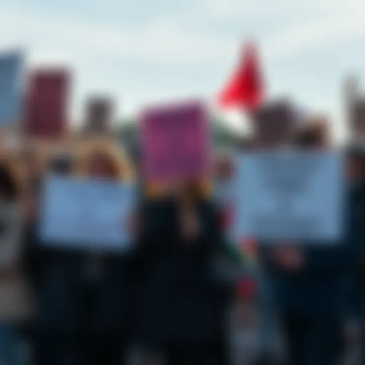 A diverse group of individuals holding signs at a protest, expressing their beliefs and standing together for a cause.